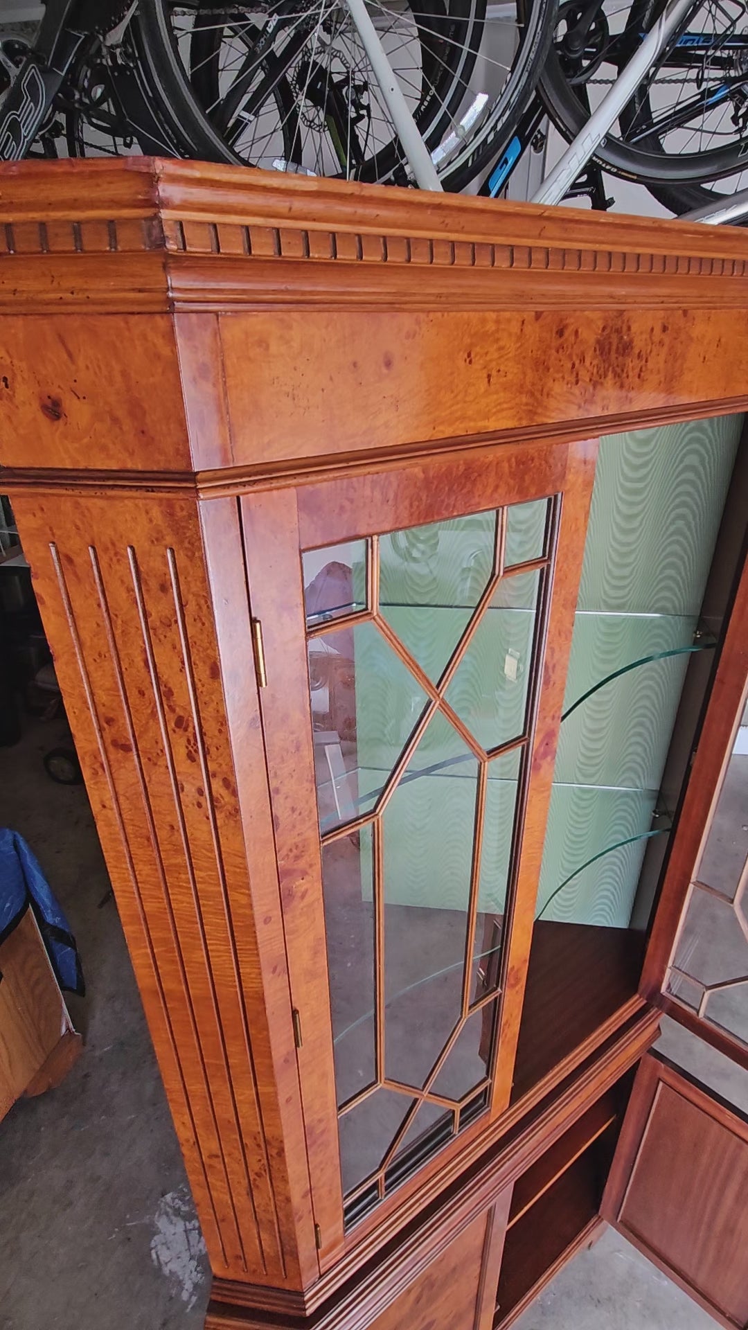 Porch Nook | Vintage Chippendale Style Mixed Fruitwood Corner Cabinet