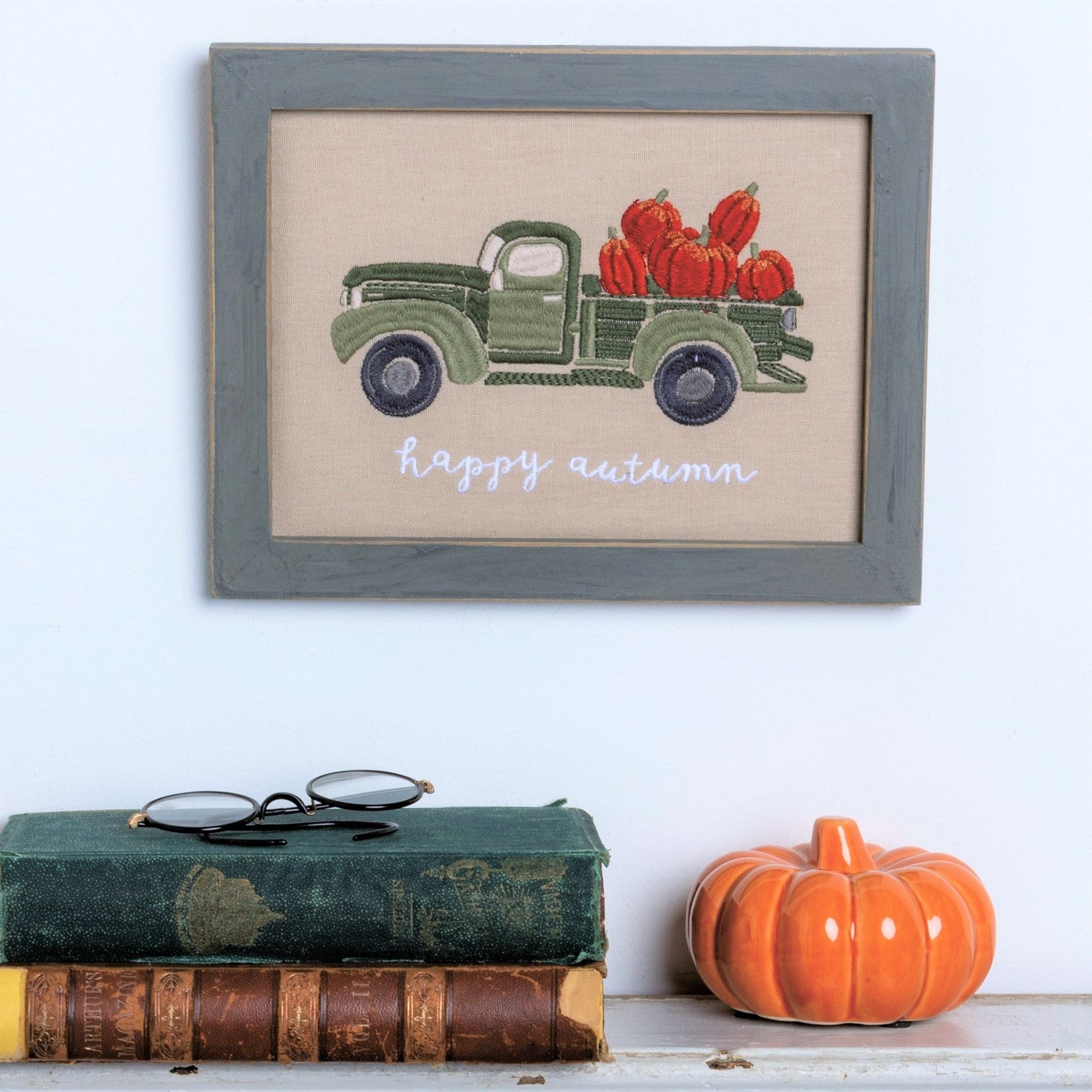 Porch Nook | “Happy Autumn” Stitchery Wall Art