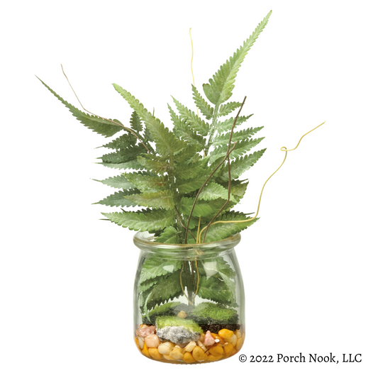 Porch Nook | Faux Boston Fern Plant with Glass Jar