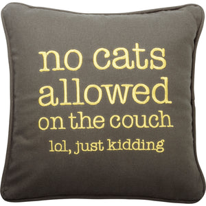 Porch Nook | Decorative Embroidered Pillow - No Cats On The Couch LOL Just Kidding