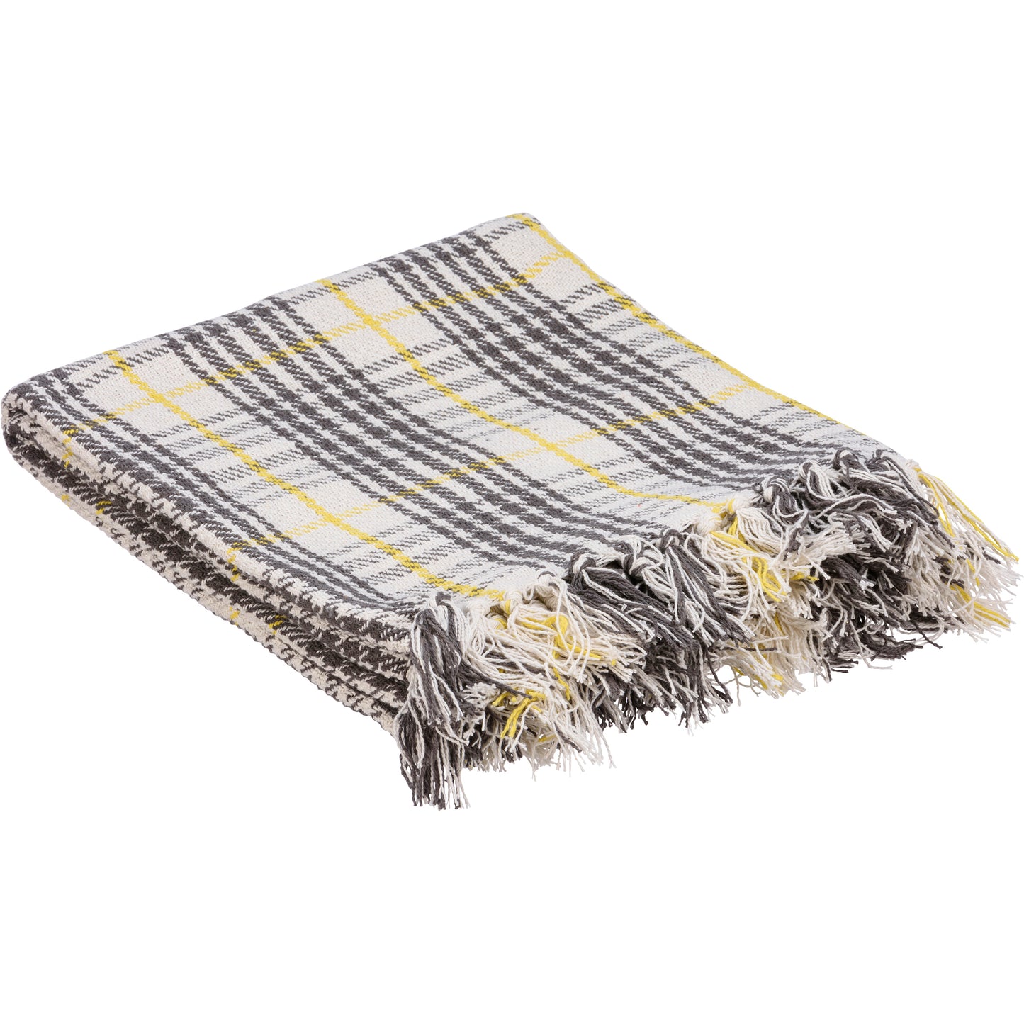 Porch Nook | Cozy Plaid Throw - 100% Cotton, Gray & Yellow