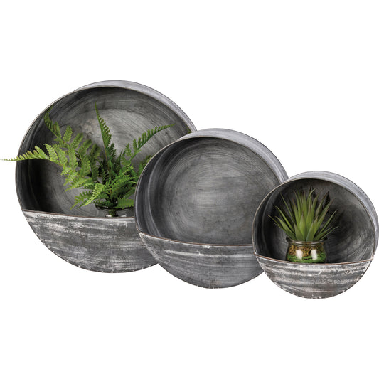 Porch Nook | 3 Piece Round Metal Wall Pocket Décor Set