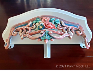 Vintage Hand Painted Bed Crown or Shelf