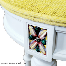 Porch Nook | Vintage Vanity Chair, Slipper Chair, Cane Back with Round Cushion, Hand Painted