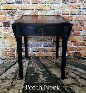 EXAMPLE: End table w/ "Charcoal", distressed, dark wax