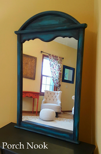 EXAMPLE: Mirror w/ "Charcoal" layered with "The Real Teal", dark wax