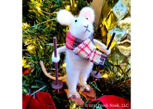 Porch Nook | Rustic Wool Felted Snowshoeing Mouse