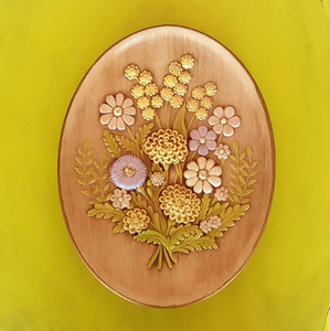 Handcrafted Ceramic Oval Floral Plate, Wall Hanging Décor