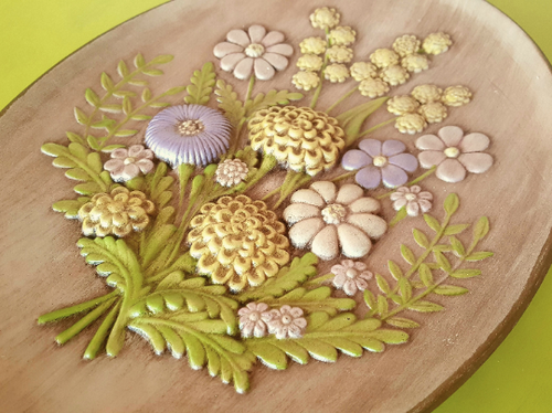 Handcrafted Ceramic Oval Floral Plate, Wall Hanging Décor