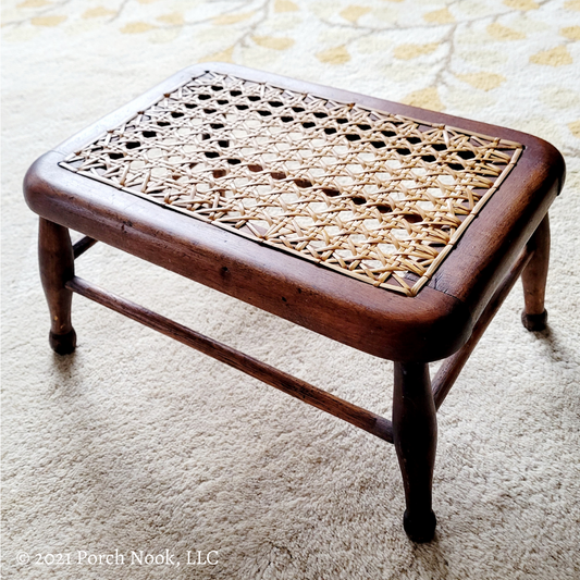 Porch Nook | Vintage Victorian Walnut Hand Caned Stool