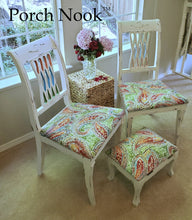 Dinning chairs and footstool - Hand Painted w/ "Ol' Faithful" by Porch Nook