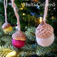 Set of 15 Handmade Felted Wool Acorn Ornaments, Gift Wrap Decoration, Napkin Rings, Curtain Tie Backs, Wreath Decoration, Hand Felted