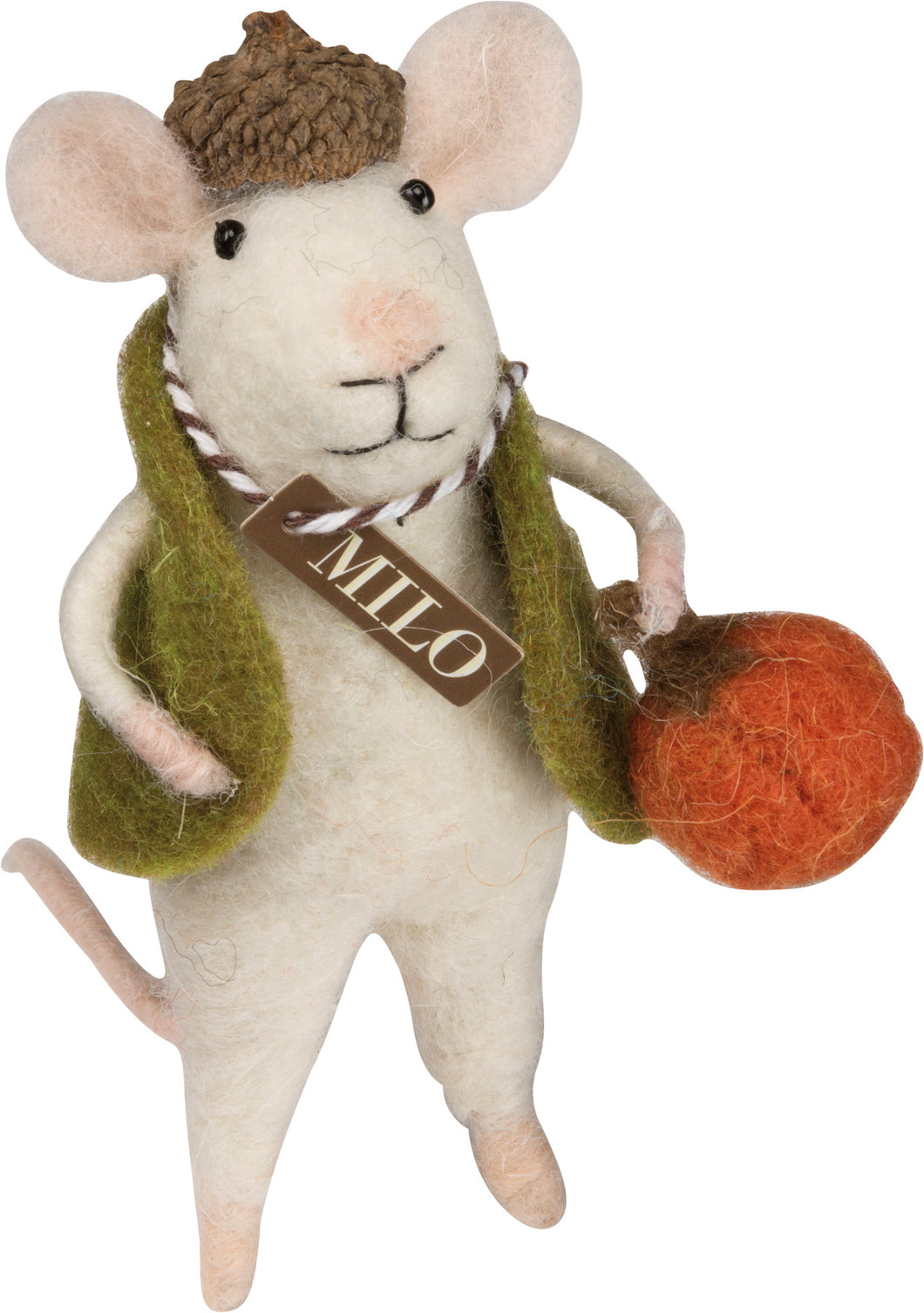 Rustic Wool Felted Pumpkin Mouse, “Milo”