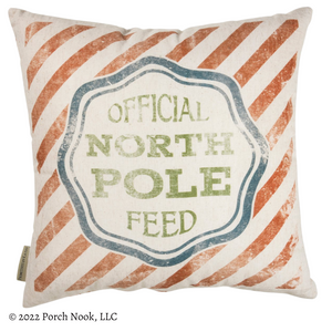 Holiday Decorative Pillow – “Official North Pole Feed, Reindeer Food”, Large