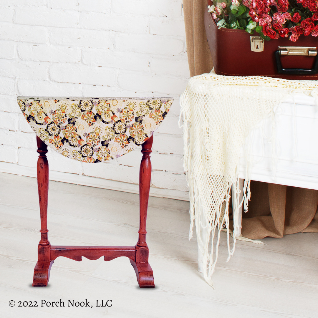 Porch Nook | Vintage Drop Leaf End Table, Decoupage and Hand Painted