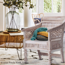 Porch Nook | Decorative Cottage Wood Armchair, Hand Carved