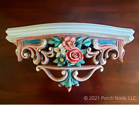 Vintage Hand Painted Bed Crown or Shelf