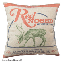 Holiday Decorative Pillow – “Red-Nosed Reindeer Feed”, Large