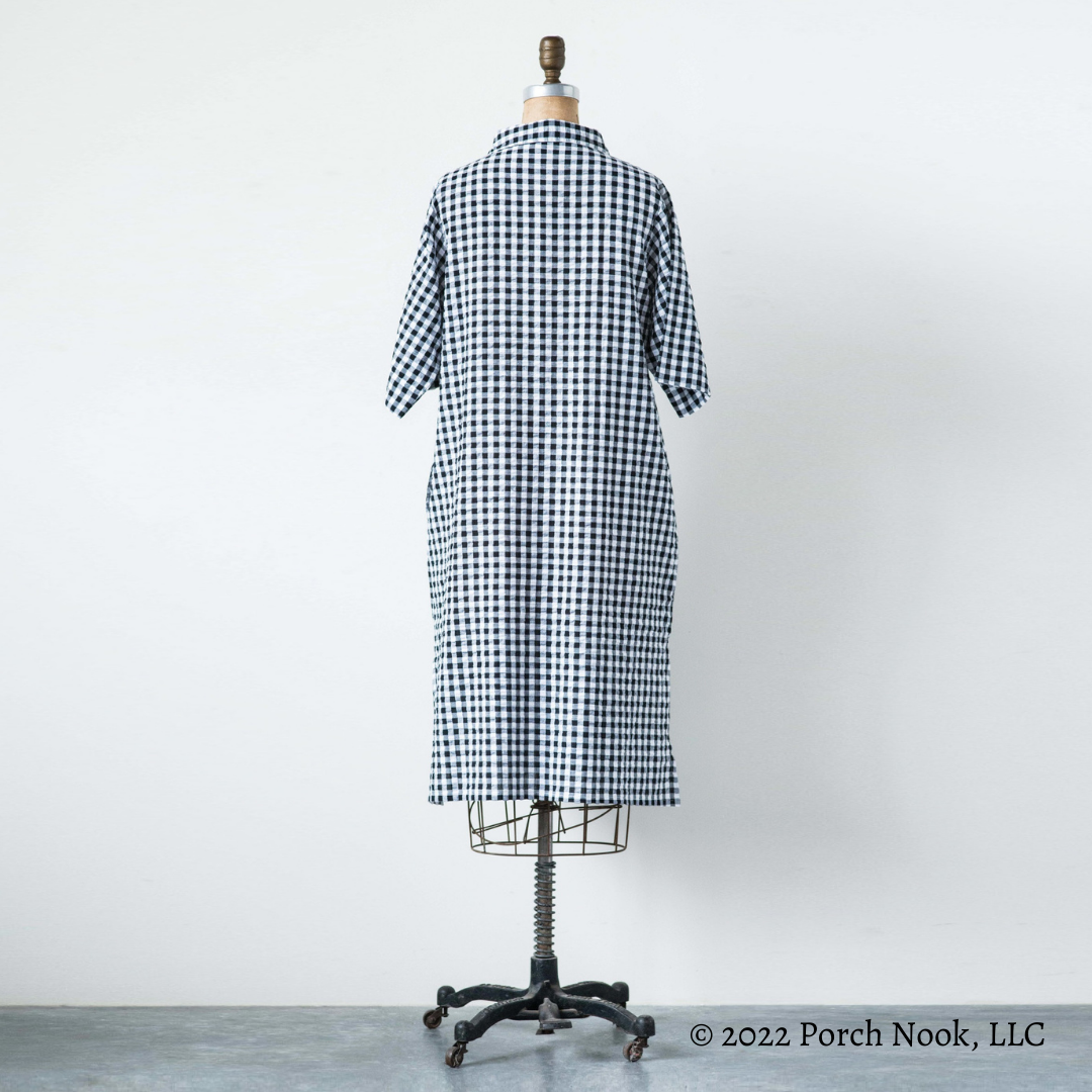 Cotton Seer Sucker Checkered Veronica Dress, Large