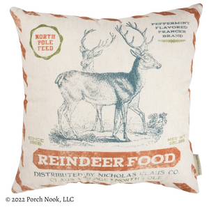 Holiday Decorative Pillow – “Official North Pole Feed, Reindeer Food”, Large