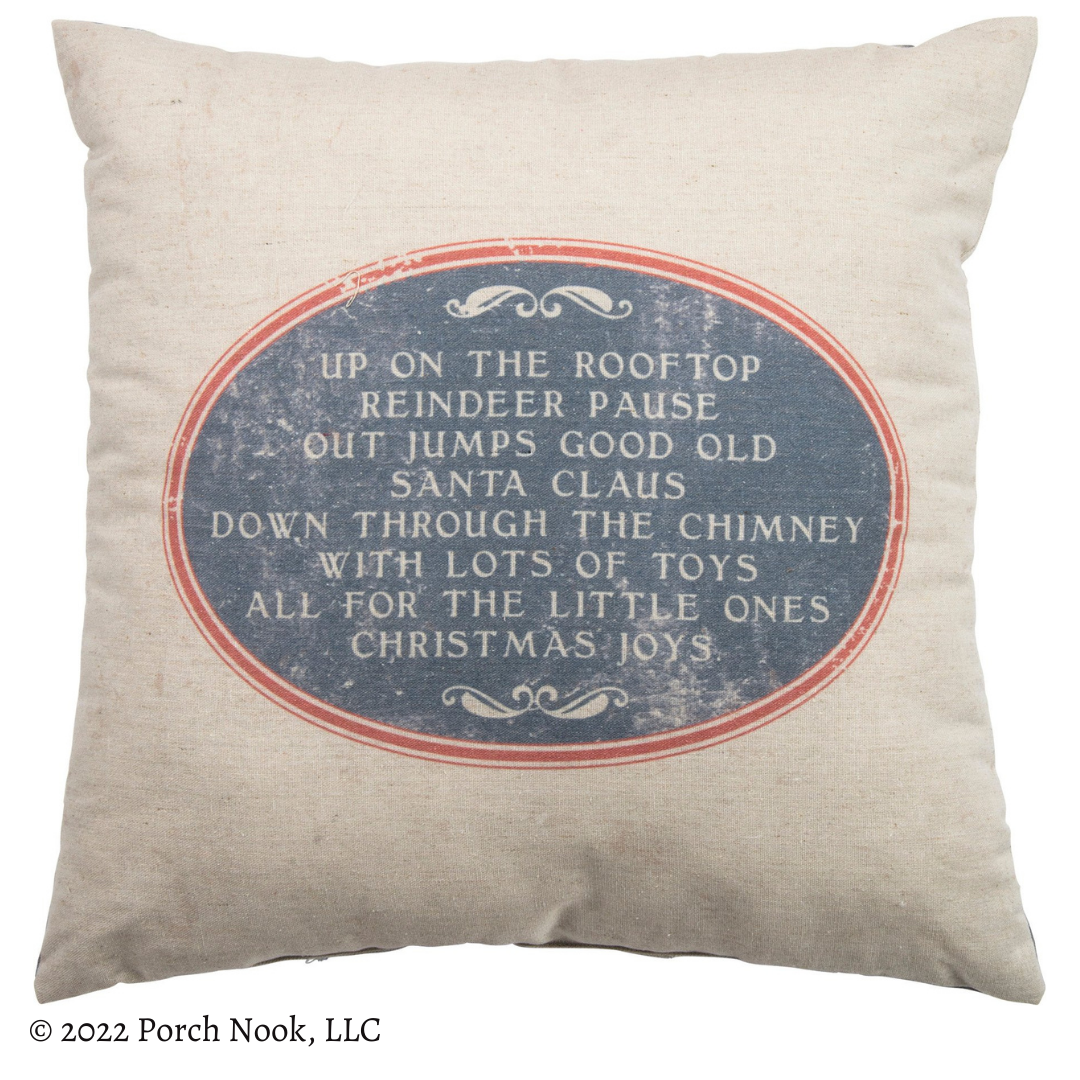 Holiday Decorative Pillow – “Up On The Rooftop Reindeer Feed”, Extra Large