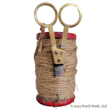 Porch Nook | Set of 2 Rustic Small Wooden Spool with Twine and Scissors