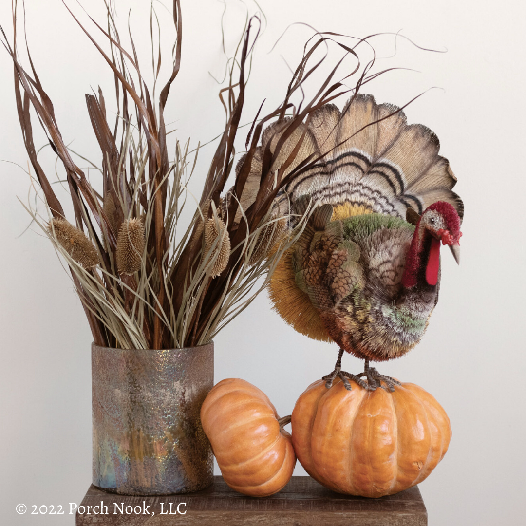 Porch Nook | Large Rustic Hand-Made Natural Palm Turkey Figurine