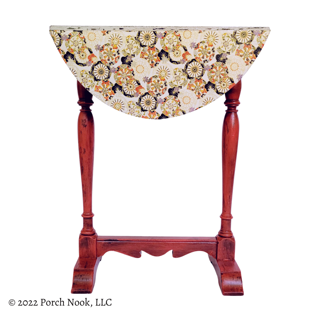 Porch Nook | Vintage Drop Leaf End Table, Decoupage and Hand Painted