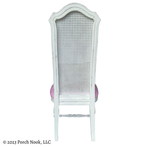 Porch Nook | Vintage Cane Back Wood Chair, Reupholstered and Hand Painted