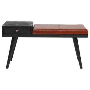 Porch Nook | Mango Wood Table Bench with Goat Leather Seat