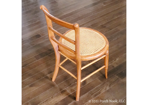 Porch Nook | Vintage Victorian Walnut Ladder Back Parlor Side Chair with Round Hand Caned Seat