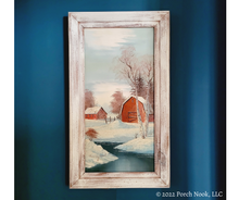 Porch Nook | “Winter Farm”, Vintage Framed Oil Painting on Canvas by Rosenquist