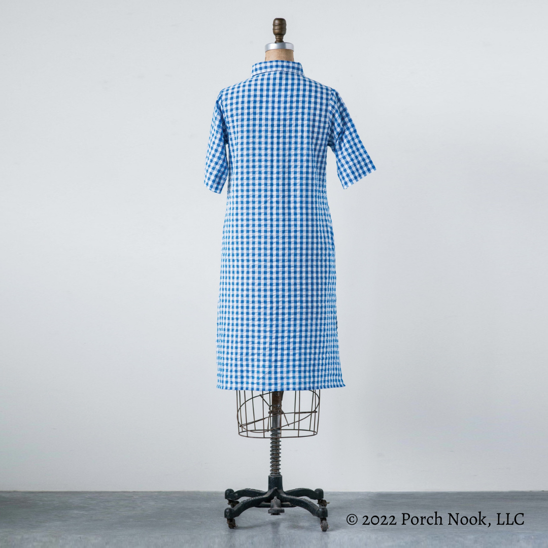 Copy of Cotton Seersucker Checkered Veronica Dress, Size Large