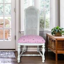 Porch Nook | Vintage Cane Back Wood Chair, Reupholstered and Hand Painted