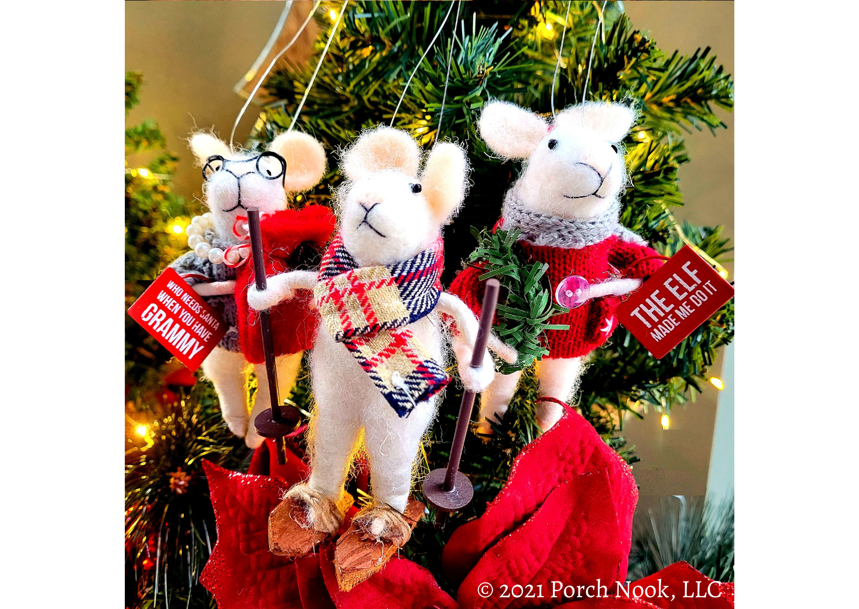 Porch Nook | Rustic Wool Felted Grammy Mouse, “Who Needs Santa When You Have Grammy”