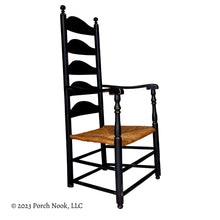 Porch Nook | Vintage Early American Style Ladderback Rush Seat Shaker Armchair