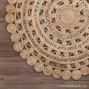 Porch Nook | Handwoven Jute Rug with Lace Pattern, 4’ Round