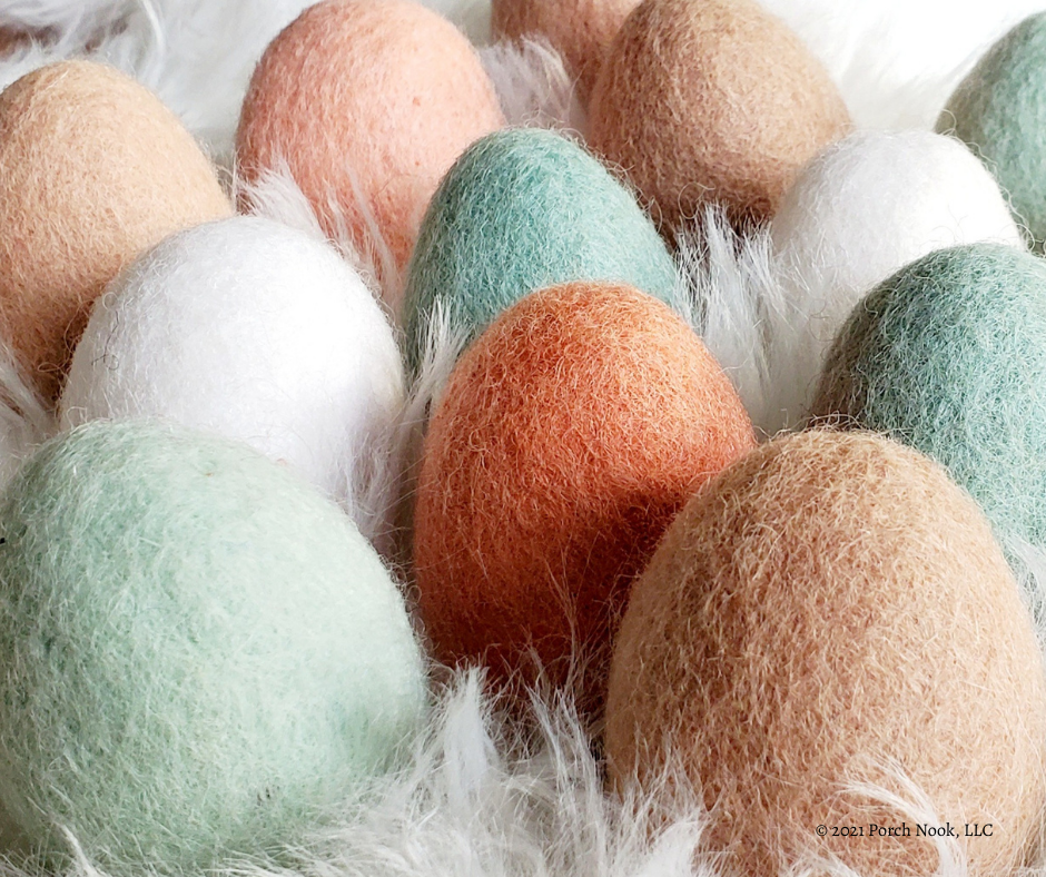 Handmade 100% Wool Felt Eggs, 6-Piece Set | Porch Nook