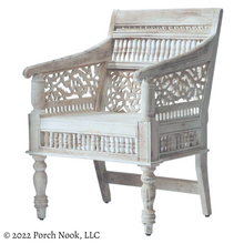 Porch Nook | Decorative Cottage Wood Armchair, Hand Carved