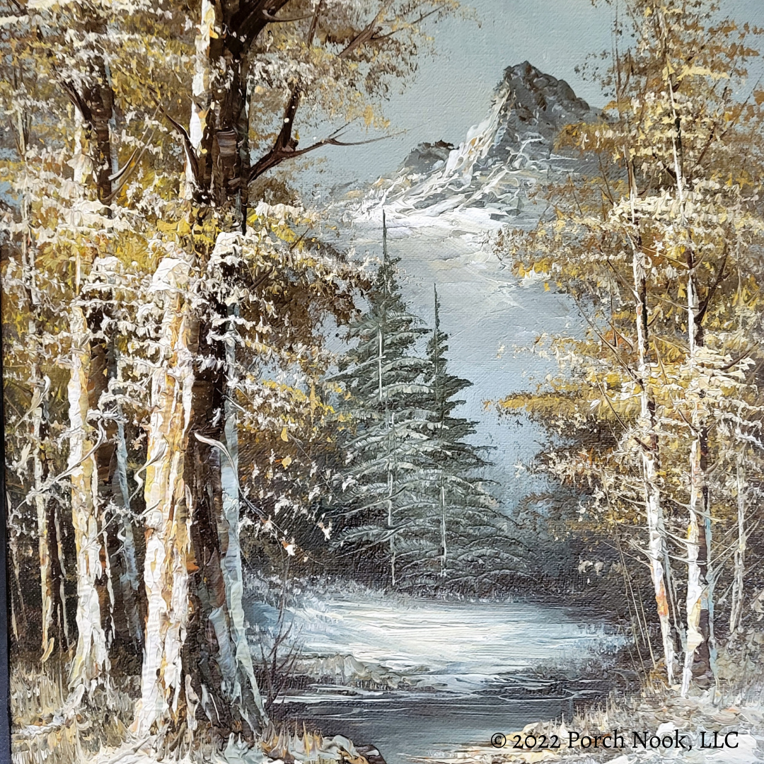 Mountain River Landscape Painting, Canvas Painting, Small Oil Painting