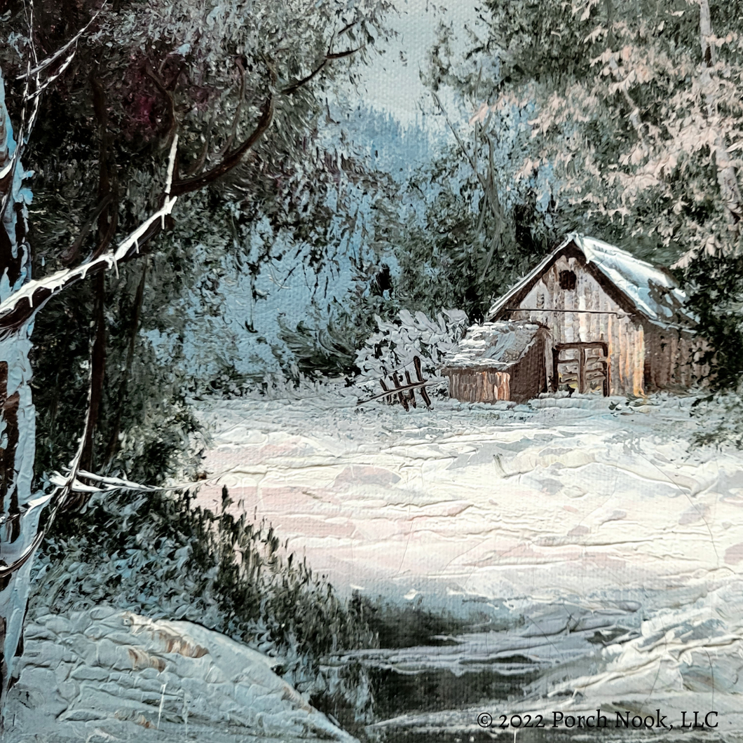 Porch Nook | Vintage Original Oil Painting on Canvas “Winter Farm”, by Bonnard