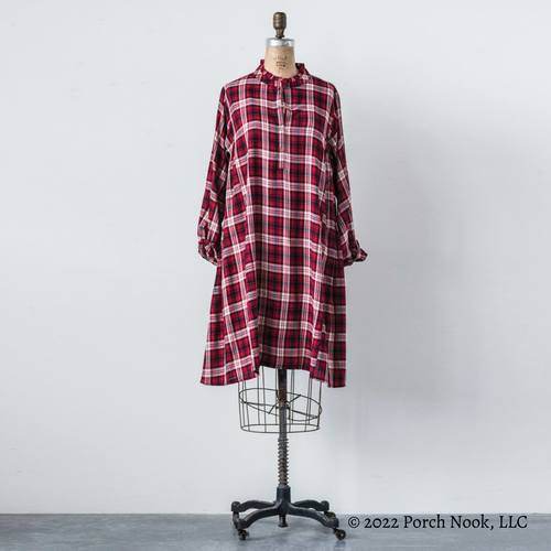 Porch Nook | Ruffle-Neck Plaid Jill Dress, Large