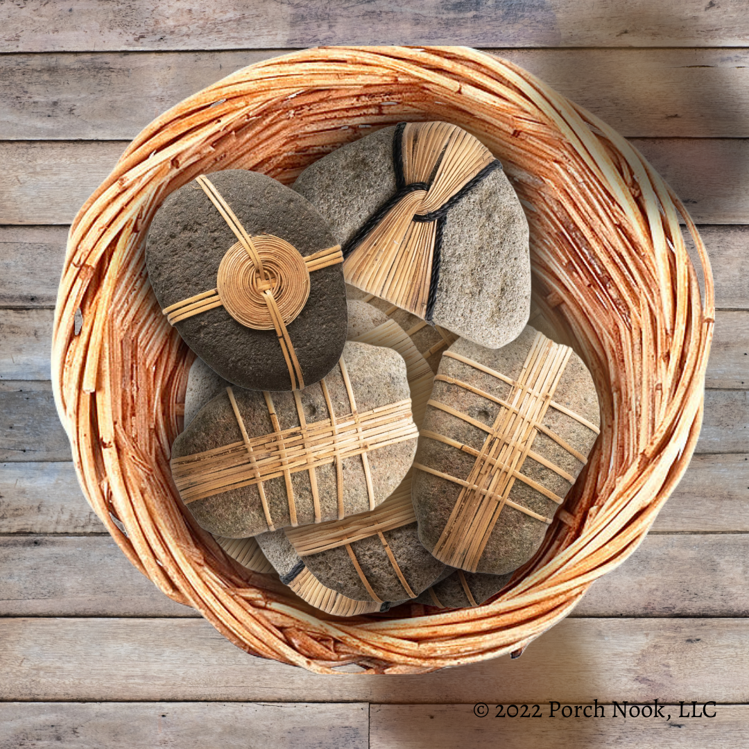 Porch Nook | River Stone with Hand-Woven Rattan Accent