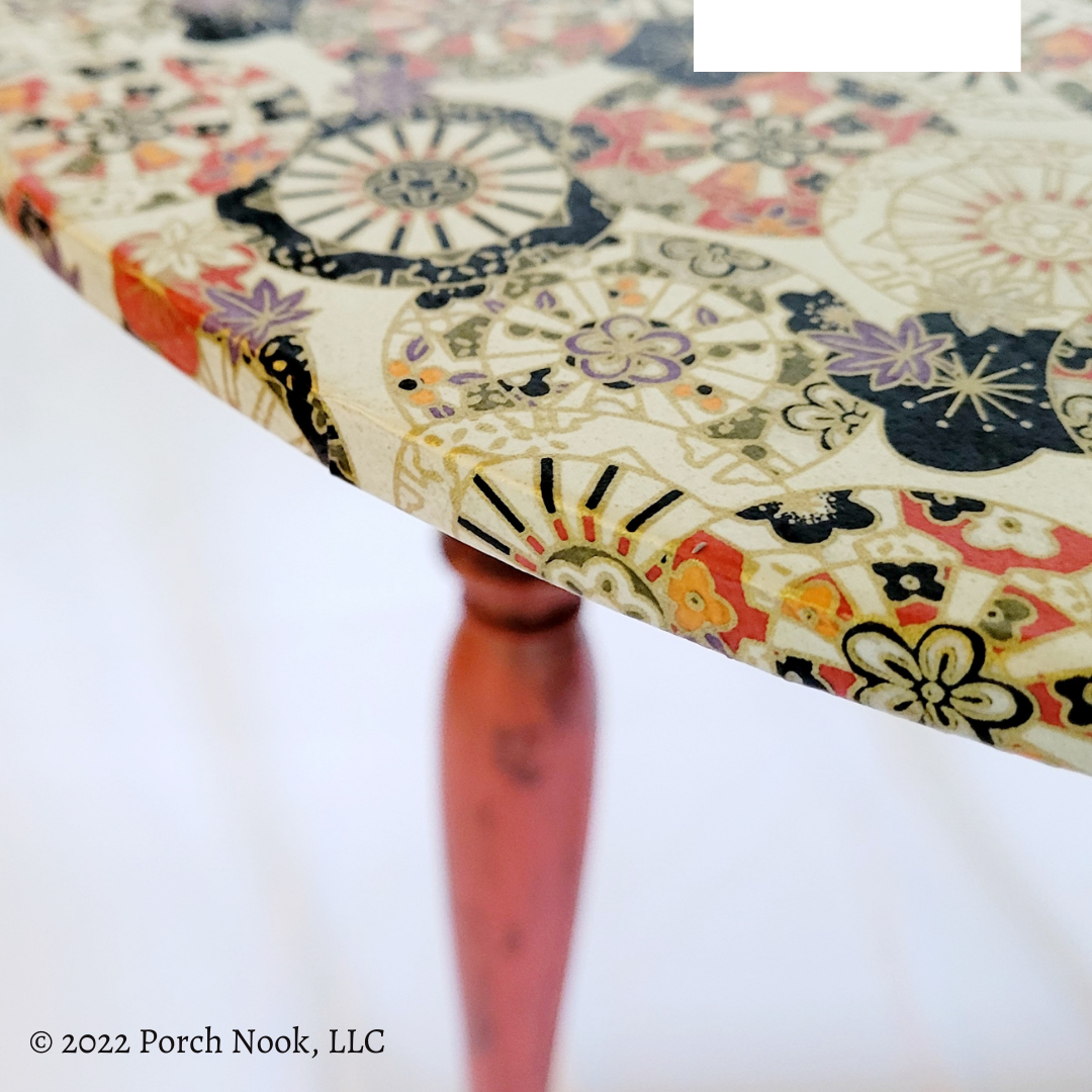 Porch Nook | Vintage Drop Leaf End Table, Decoupage and Hand Painted