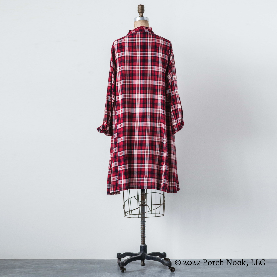 Porch Nook | Ruffle-Neck Plaid Jill Dress, Large