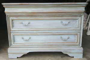EXAMPLE: chest w/ "Nantucket", distressed, clear and dark wax