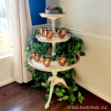 Vintage French Country 3 Tier Dumbwaiter Table, Hand Painted