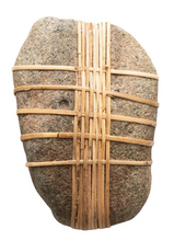 River Stone with Hand-Woven Rattan Accent
