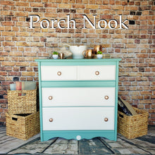 3 Drawer Dresser w/ Metallic Copper Pulls - Hand Painted w/ "Sea Glass" & "Ol' Faithful" by Porch Nook