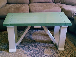 EXAMPLE: Coffee table w/ "Sea Glass", designed by Erin Goins, of Erin Goins Photography